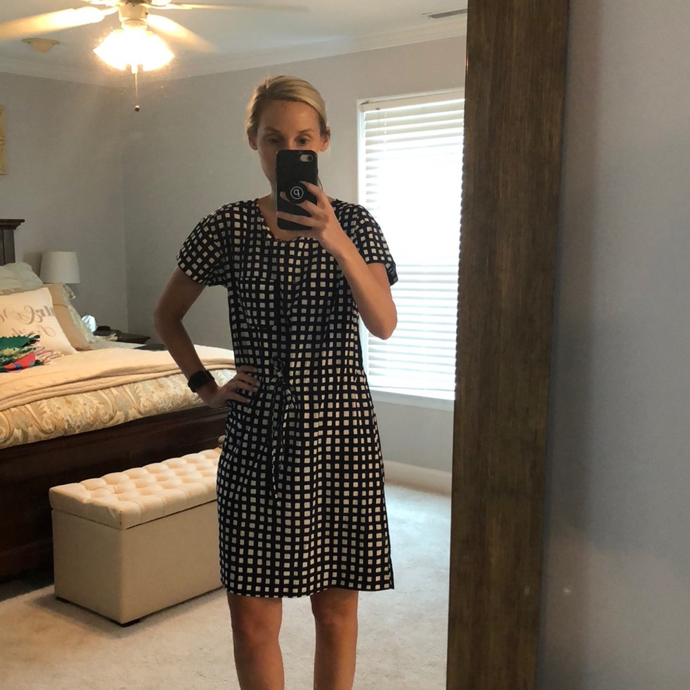 Navy and white plaid dress